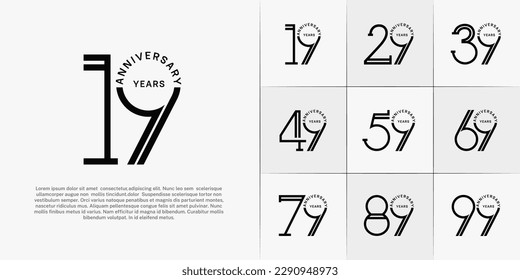 set of anniversary logotype black color for special celebration event