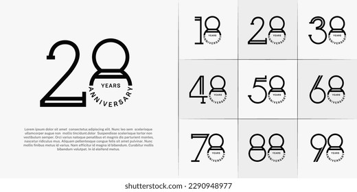 set of anniversary logotype black color for special celebration event