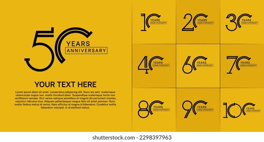 set of anniversary logotype black color for special celebration event