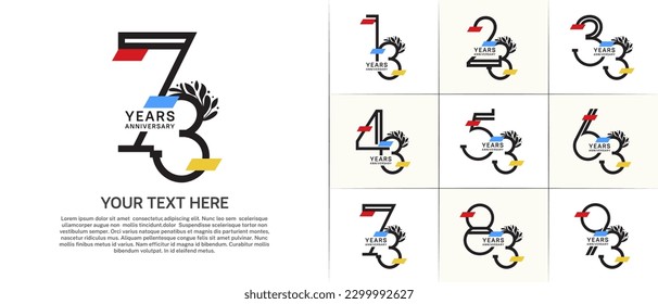 set of anniversary logotype black color with colorful glitter for special celebration event