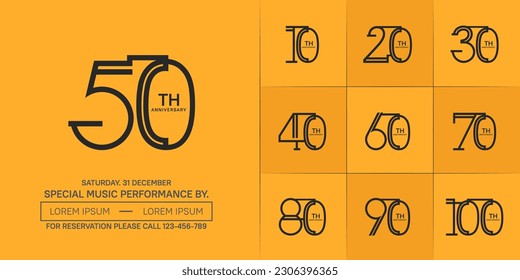 set of anniversary logotype black color for special celebration event