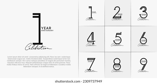 set of anniversary logotype black color and calligraphy for special celebration event