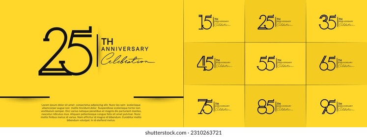 set of anniversary logotype black color and handwriting for special celebration event