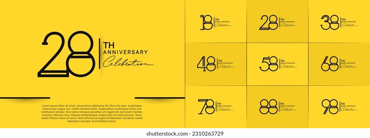 set of anniversary logotype black color and handwriting for special celebration event