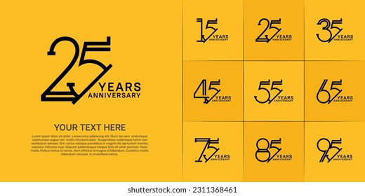 set of anniversary logotype black color for special celebration event