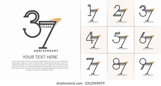 set of anniversary logotype black color for special celebration event