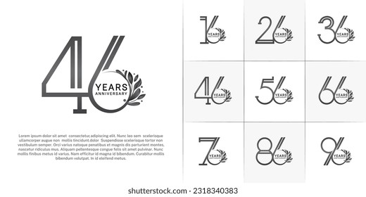 set of anniversary logotype black color and ornament for special celebration event