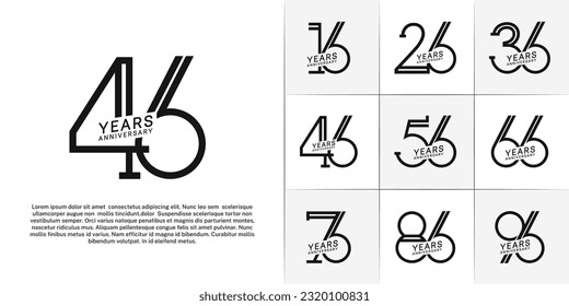 set of anniversary logotype black color for special celebration event