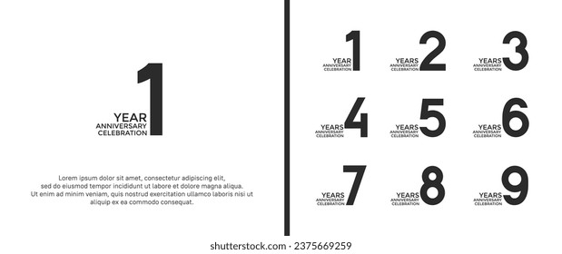 set of anniversary logotype black color on white background for celebration event