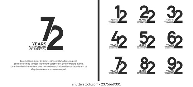 set of anniversary logotype black color on white background for celebration event