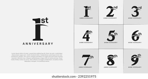 Set of Anniversary Logotype black color can be use for special day celebration