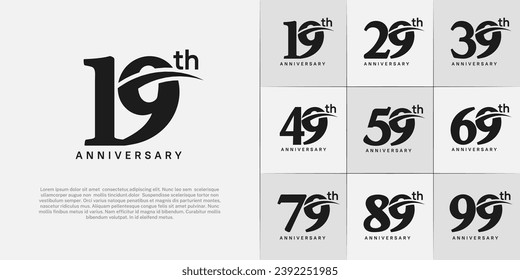 Set of Anniversary Logotype black color can be use for special day celebration