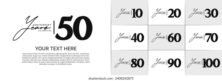 Set of Anniversary Logotype black color can be use for special day celebration