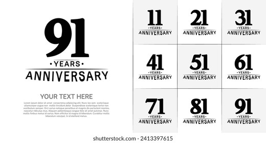 Set of Anniversary Logotype black color can be use for special day celebration