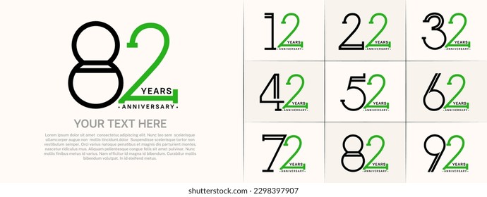 set of anniversary logotype black and green color for special celebration event