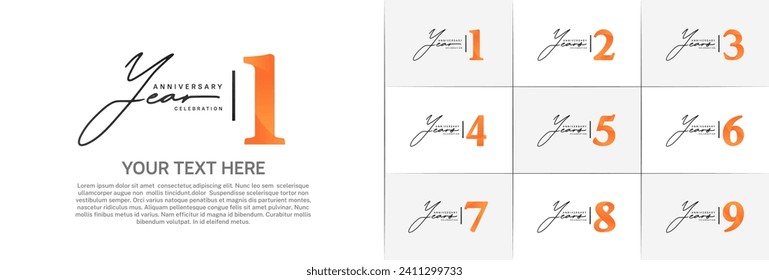 Set of Anniversary Logotype black and orange color can be use for special day celebration