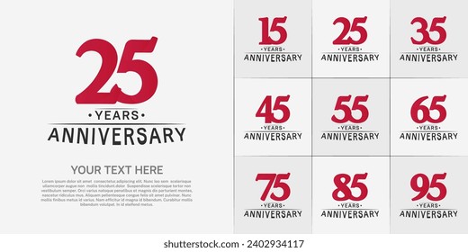 Set of Anniversary Logotype black and red color can be use for special day celebration