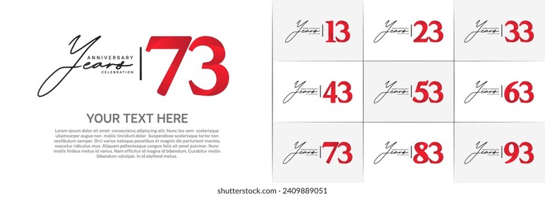 Juego de Aniversario Logotipo color negro y rojo puede ser usado para celebración de día especial