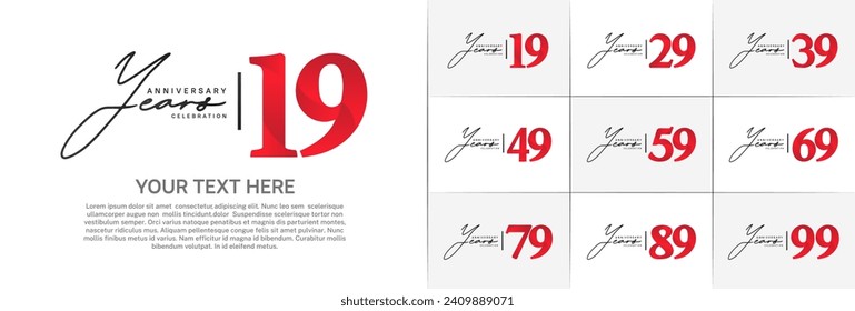 Juego de Aniversario Logotipo color negro y rojo puede ser usado para celebración de día especial