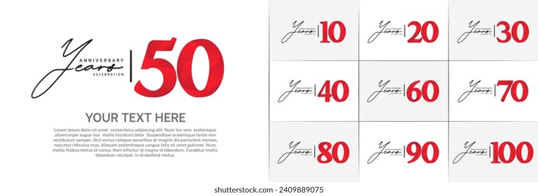 Set of Anniversary Logotype black and red color can be use for special day celebration