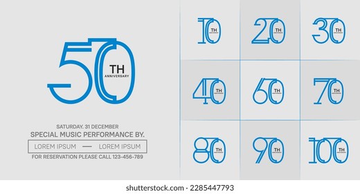 set of anniversary logotype blue and black color for special celebration event