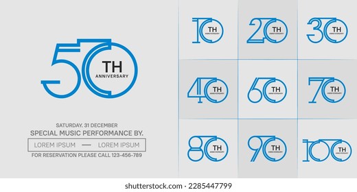 set of anniversary logotype blue and black color for special celebration event