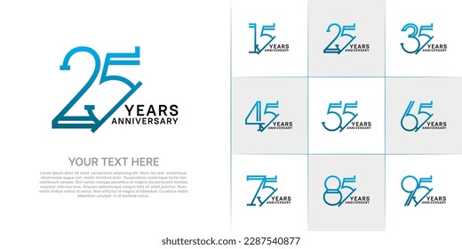 set of anniversary logotype blue and black color for special celebration event