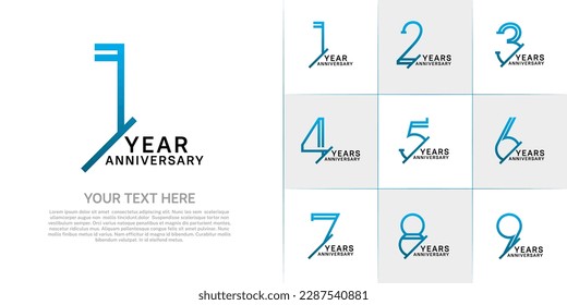 set of anniversary logotype blue and black color for special celebration event