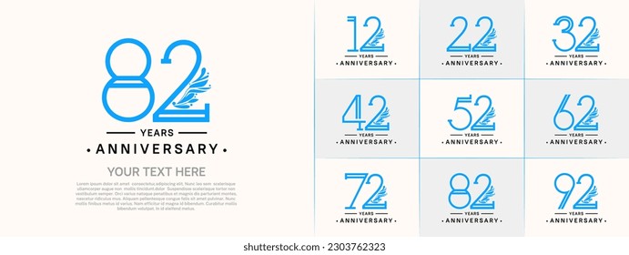 set of anniversary logotype blue and black color and ornament for special celebration event
