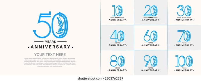 set of anniversary logotype blue and black color and ornament for special celebration event