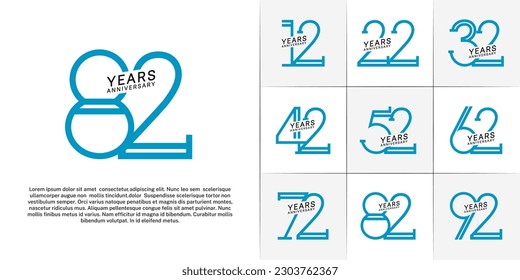 set of anniversary logotype blue and black color for special celebration event