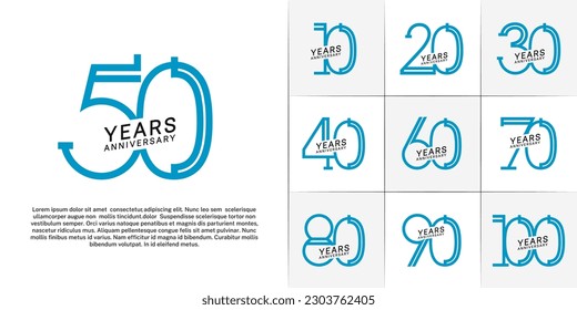 set of anniversary logotype blue and black color for special celebration event
