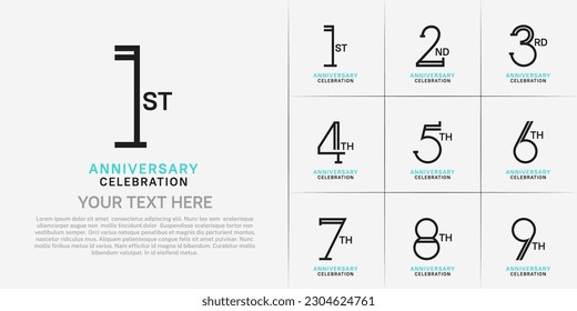 conjunto de colores azul y negro del logotipo de aniversario para un evento especial de celebración