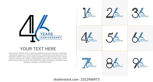 set of anniversary logotype blue and black color for special celebration event