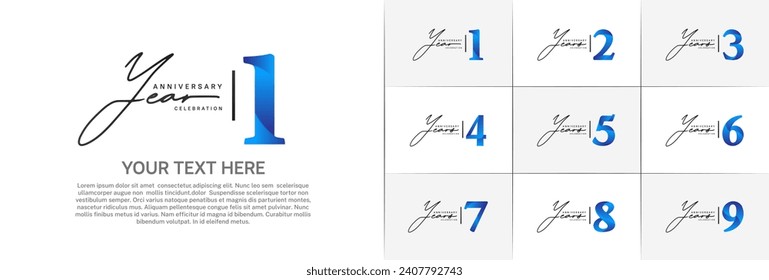 Set of Anniversary Logotype blue and black color can be use for special day celebration