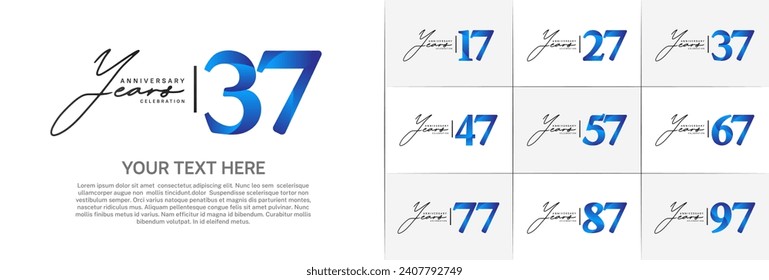 Set of Anniversary Logotype blue and black color can be use for special day celebration