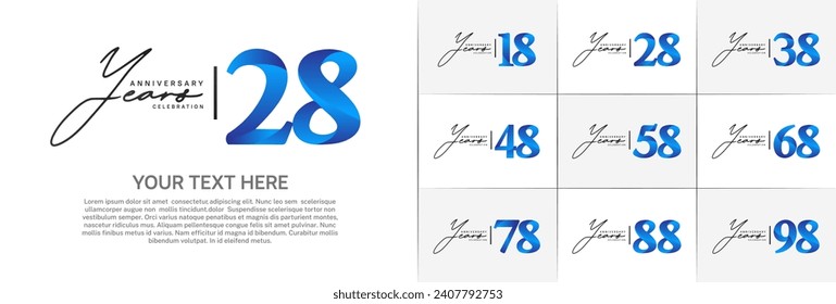 Set of Anniversary Logotype blue and black color can be use for special day celebration