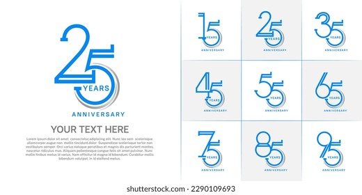 set of anniversary logotype blue color for special celebration event