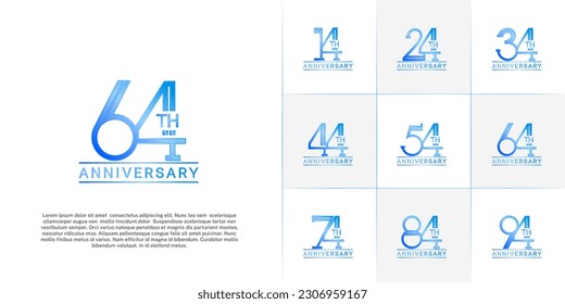 set of anniversary logotype blue color for special celebration event