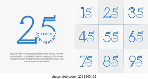 set of anniversary logotype blue color for special celebration event