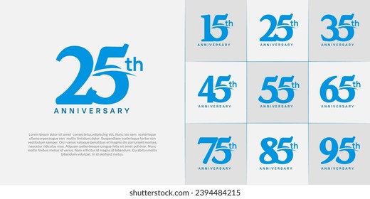 Set of Anniversary Logotype blue color can be use for special day celebration