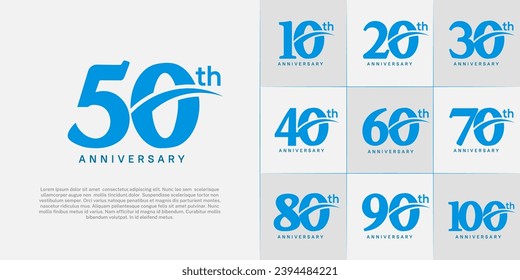 Set of Anniversary Logotype blue color can be use for special day celebration