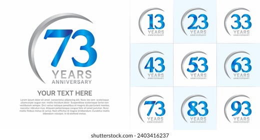 Set of Anniversary Logotype blue color can be use for special day celebration