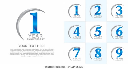 Set of Anniversary Logotype blue color can be use for special day celebration