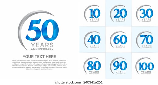Set of Anniversary Logotype blue color can be use for special day celebration