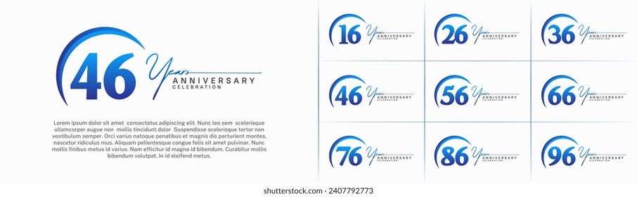 Set of Anniversary Logotype blue color can be use for special day celebration