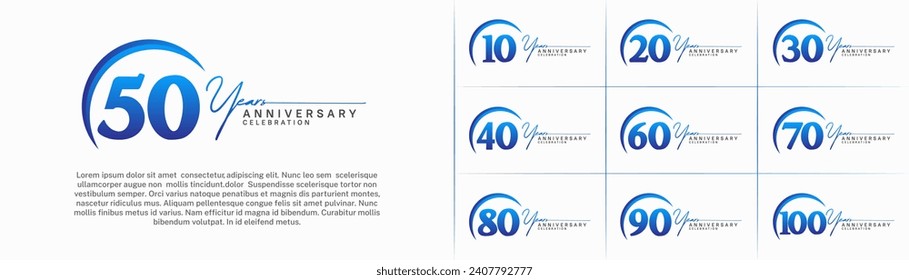 Set of Anniversary Logotype blue color can be use for special day celebration