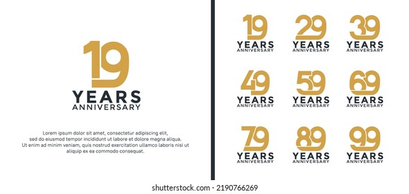 set of anniversary logotype brown and black color on white background for celebration moment