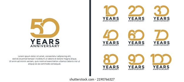 set of anniversary logotype brown and black color on white background for celebration moment