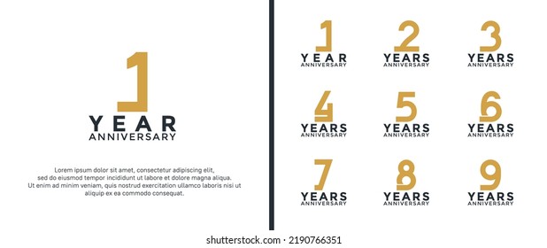 set of anniversary logotype brown and black color on white background for celebration moment